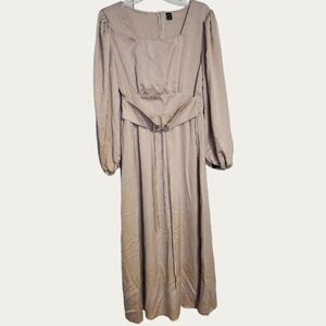 Elegant Beige Long Sleeve Dress